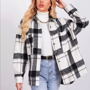 SHEIN Buffalo checker drop shoulder oversized Shacket size Large